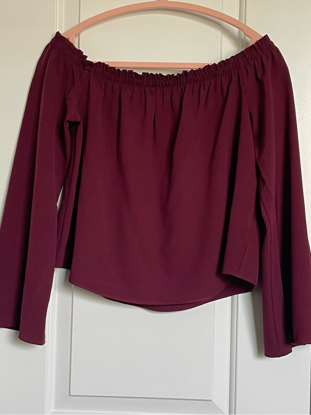 love, Fire Off-Shoulder Long Sleeve Tunic Top - Burgundy size large